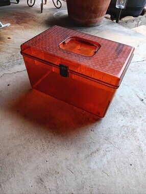 Vintage Wilson Wil-Hold Large Plastic Sewing Box Amber Brown Tray